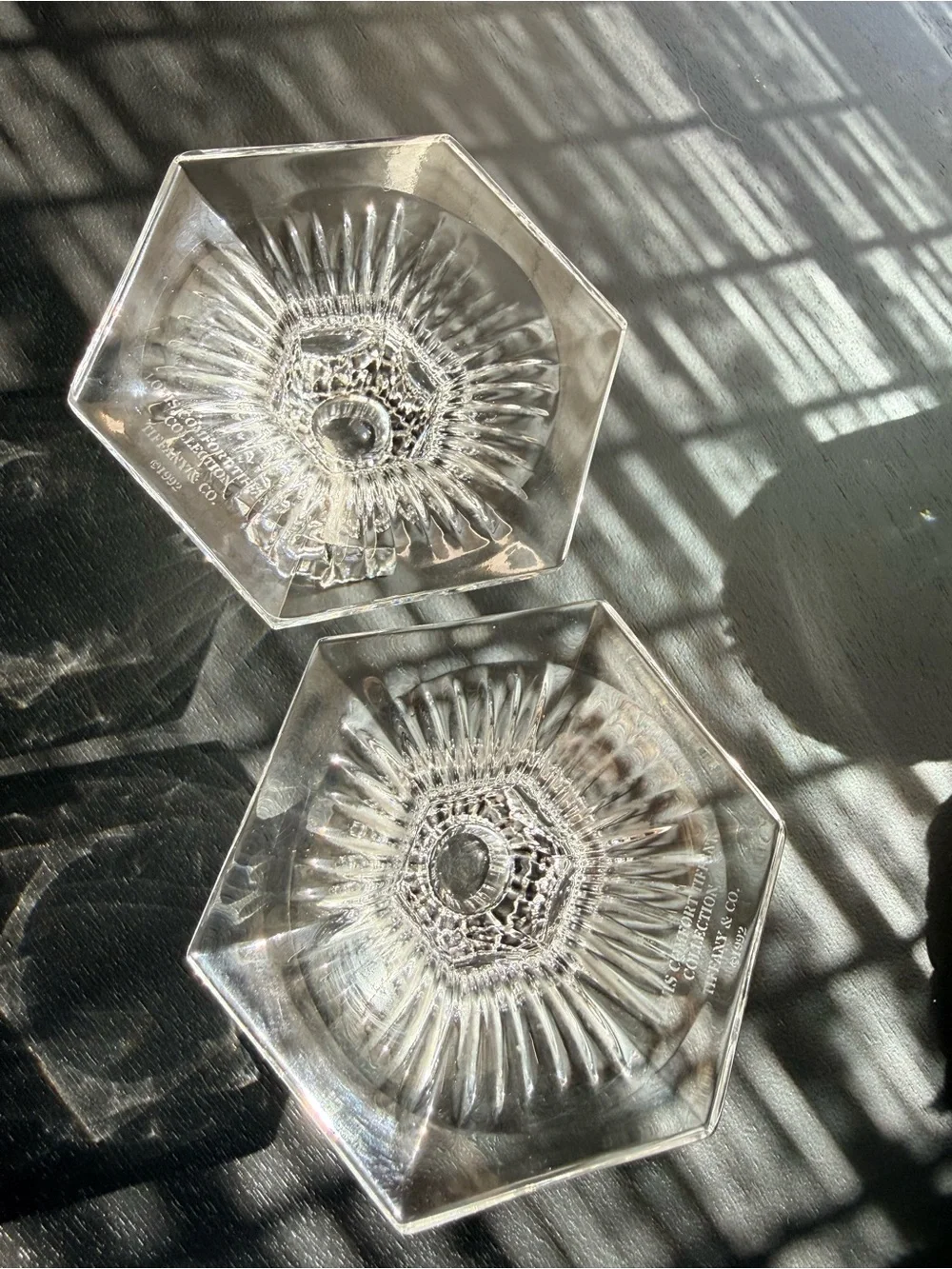 Pair Tiffany Louis Comfort Collection Crystal Pleated Candle Holders